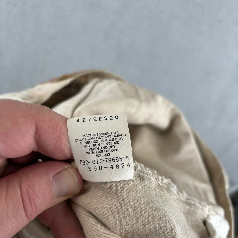 Vintage Levis 550 Jeans Mens 33x34 Beige Denim Relax Tapered Made USA 90s 1992